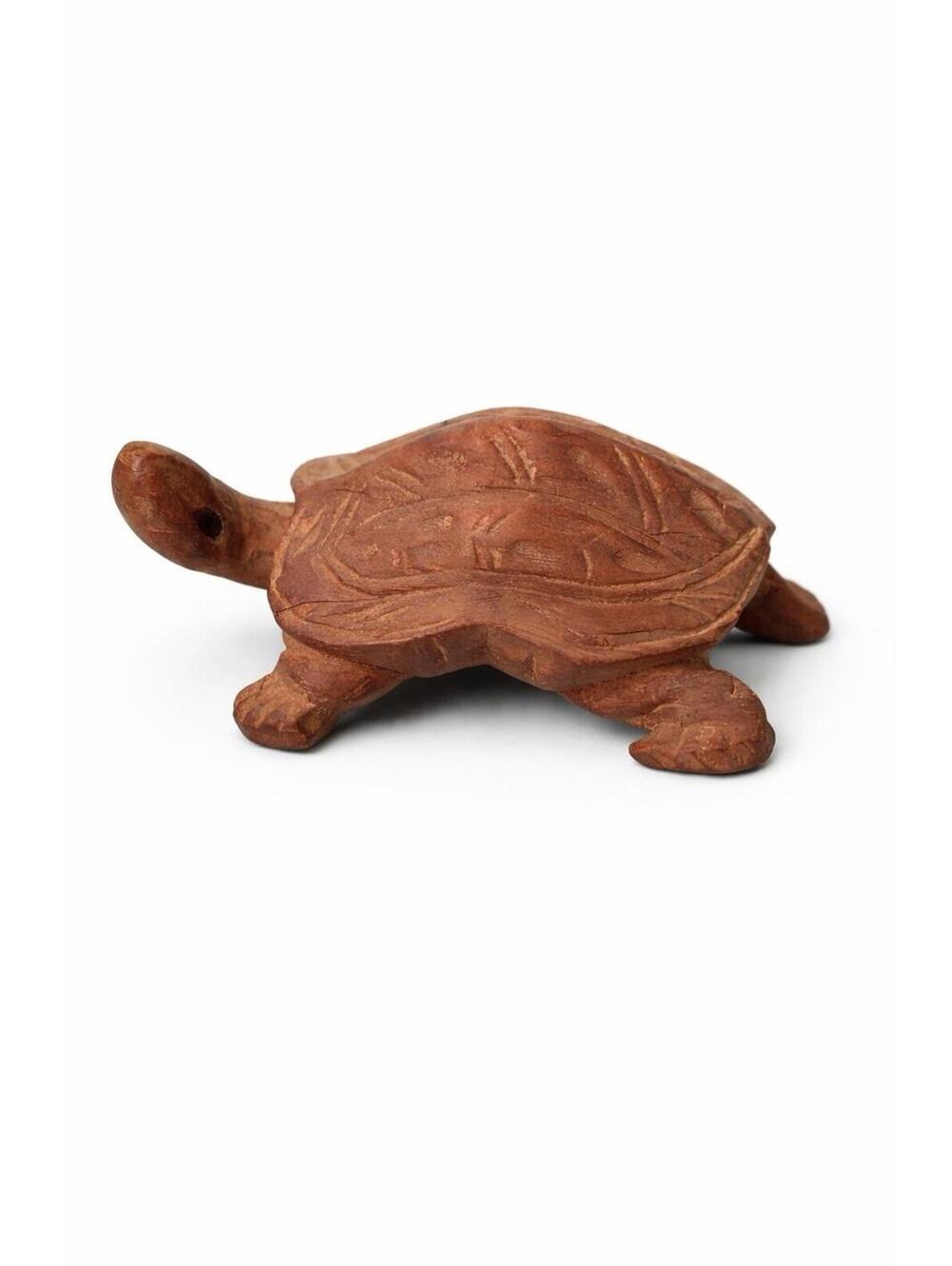Handmade Hand-Carved Wooden Turtle Figurine Sculpture Collectible Reptile Decor